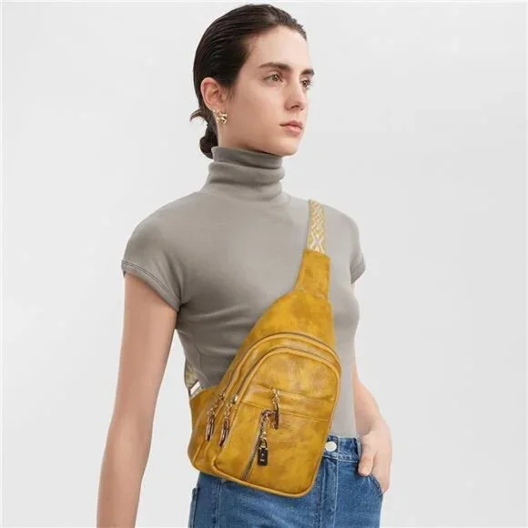 Sling Bag for Women Crossbody, Leather Cross Body Fanny Packs for Women,